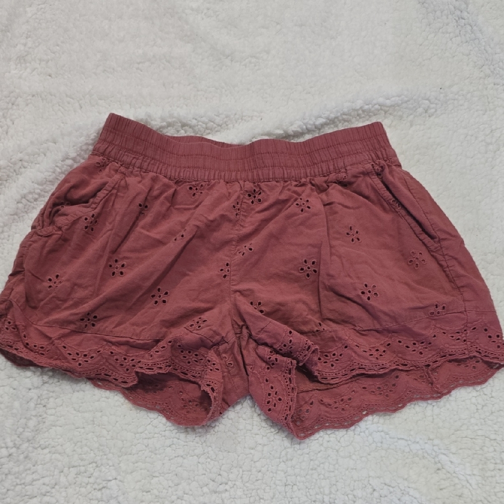 Maurices Pink High Waist Scalloped Hem Shorts